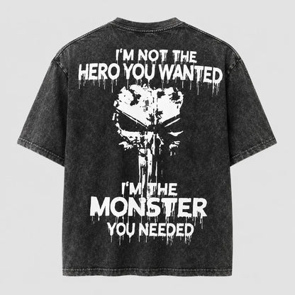 I'm Not The Hero You Wanted I'm The Monster You Needed Skull Print Men's T-Shirt,Regular,Grunge - View 11