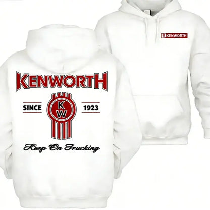 Men's Kenworth Logo Cotton Long-Sleeve Graphic Hoodie - USA-Made, Soft, Cozy 1923 Trucker Pullover, Vintage Streetwear, Party, Workwear Ready, New Year Fall Winter Outdoor Semi Truck-Inspired Sweatshirt - View 10