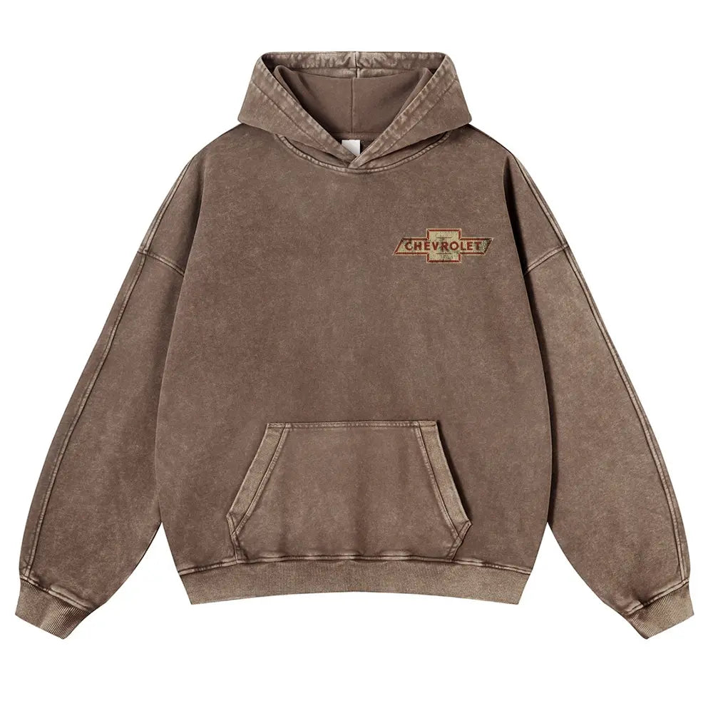 Men's 380g Vintage American Classic Hoodie - Badge Number Slogan Back Print, Loose Fit Tops, Premium Fabric Sweatshirt for Autumn, Jeans, Spring, Cotton, Long Sleeve - View 4