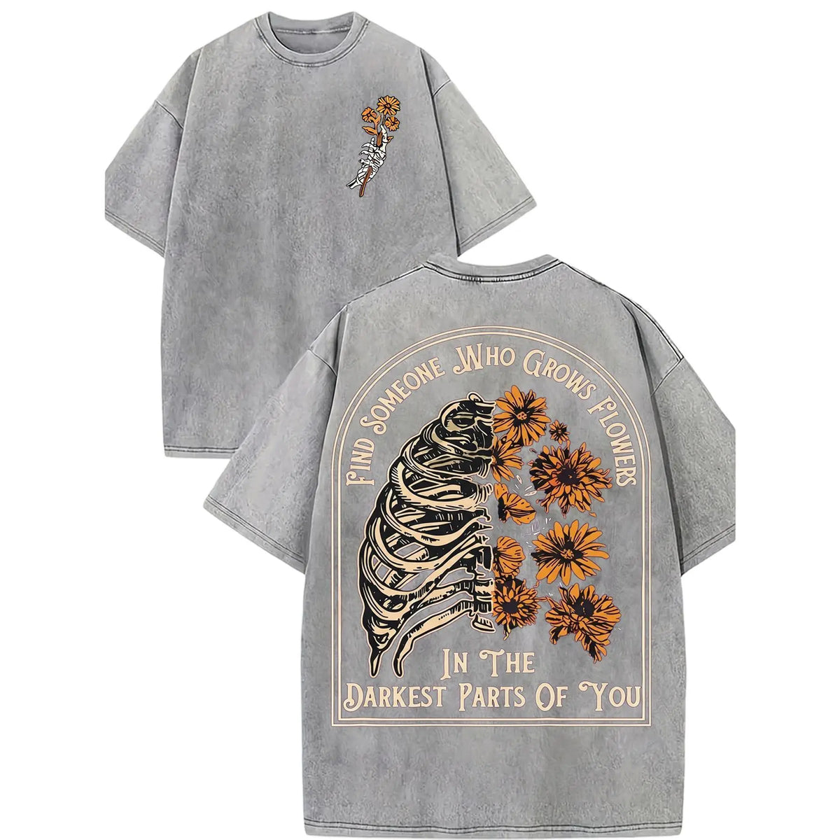 Men's Shortleeve Sunflower Graphic T-Shirt - 230g 100% Soft Washed Cotton, Round Neck, Digital Print, Vivid Color Hold, Casual All-Season Men's Clothing, Graphic Tops - View 2