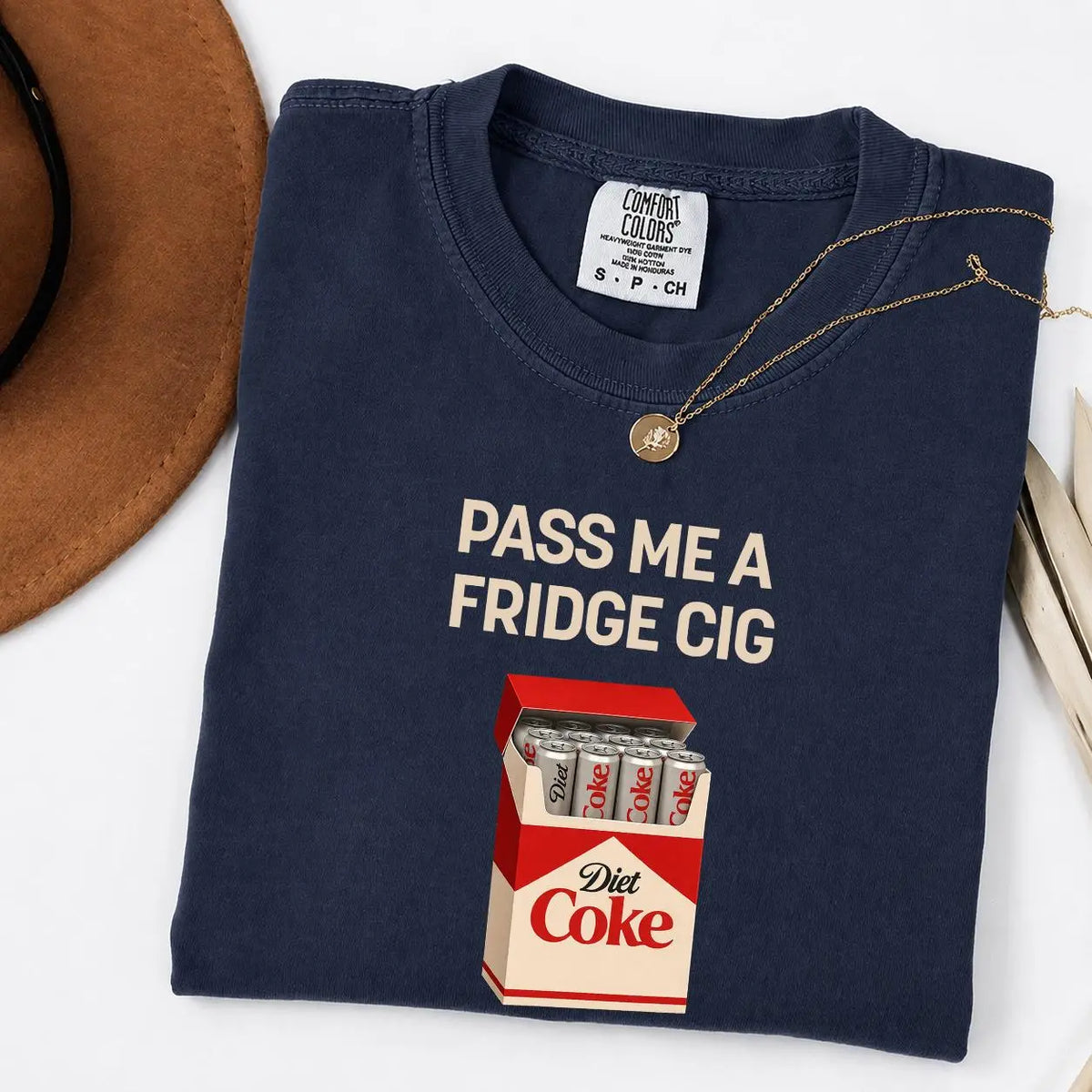 Pass Me A Fridge Cig Comfort Colors T-Shirt for Diet Coke lovers, a retro soda humor tee with quirky caffeine addict vibes, Comfort Colors style, fun casual wear daily. - View 15