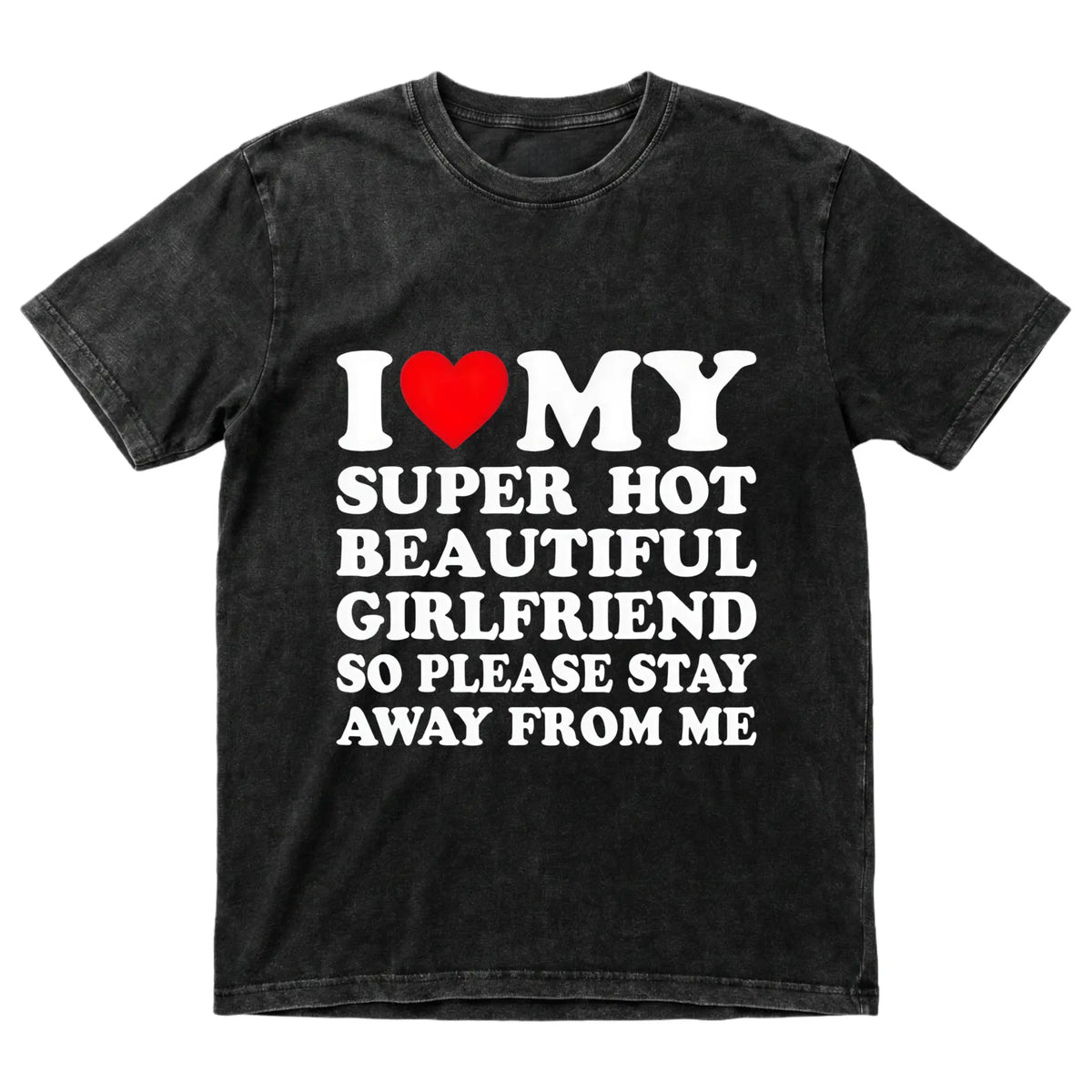 Men's Cotton Round Neck Short-Sleeve Graphic Tee - Casual Soft Men's Wear Top with Classic "I Love My Super Hot Girlfriend" Meme Print, Comfortable Male Clothing, Valentine's Day Mens Gifts for Outdoor Summer Use, Men's T Shirts, Meme Shirts - View 3