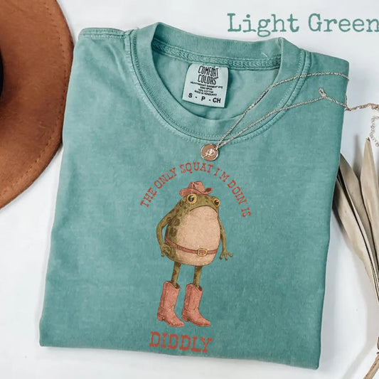 Comfort Colors The Only Squat I'm Doin' Is Diddly Shirt | Funny Cowboy Frog Shirt | Western Humor | Lazy Gym Shirt | Sarcastic Western - View 1