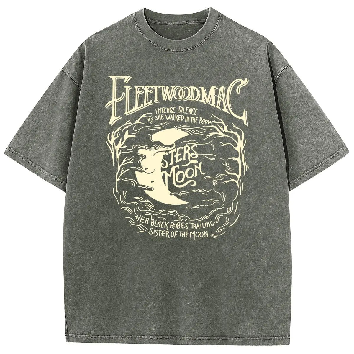 [S-5XL!]Holafish Acid Wash Vintage Moon Pattern T-Shirt Update DTG Pure Cotton Streetwear Graphic Vintage Tees Menswear Womenswear Crewneck Tshirt Summerwear - View 14