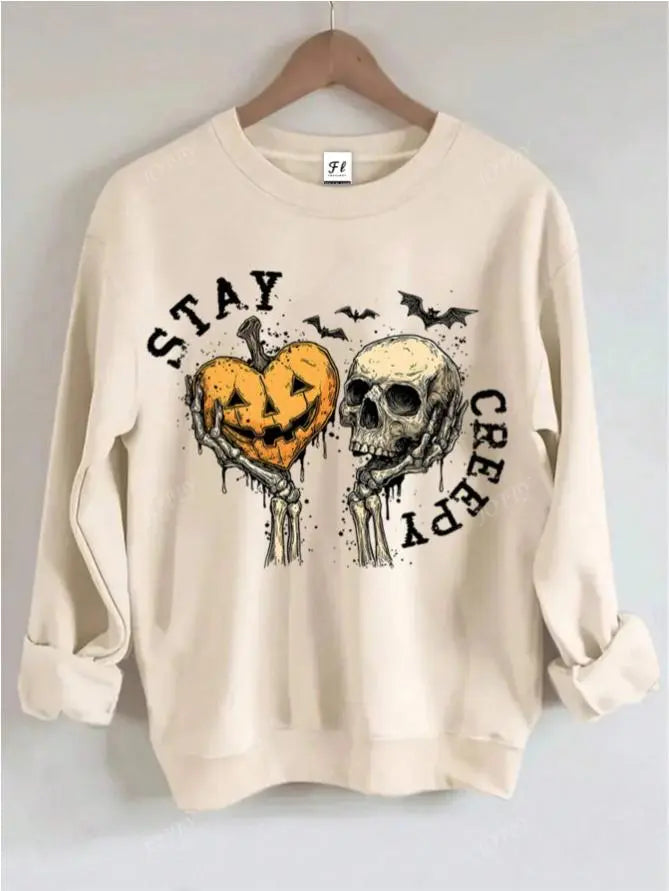 Women's Skeleton Hand Sweatshirt, Retro Grunge Graphic Sweatshirts, Dripping Heart Printed Cotton-Blend Halloween Tops, Unique Eye-Catching Graphic Print, All-Day Wear Outfit, Back-to-School Clothing, First Day of School Casual Outfits Unisex - View 2