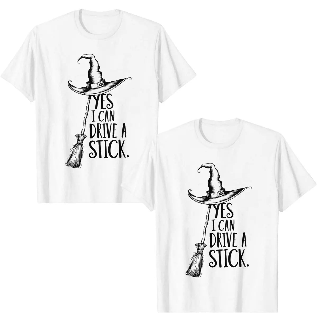 Women's Yes I Can Drive a Stick Witch Graphic T-Shirt, Casual Oversized 100% Cotton Short Sleeve Top for Spring Summer - View 12