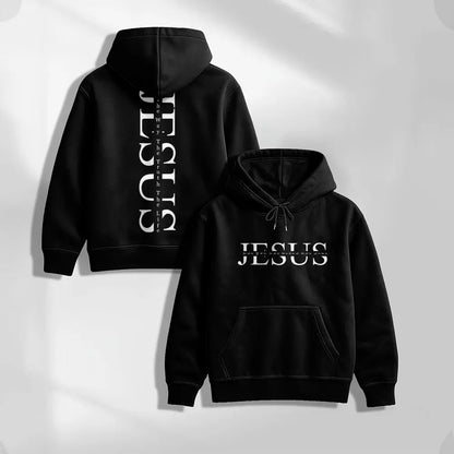 Unisex Jesus Graphic Print Oversized Hoodie Sweatshirt, Casual Long Sleeve Pullover Hooded Top, Loose Fit Religious Faith Inspired American Streetwear Hoodie for Daily Wear, Travel, Outdoor Activities and Fall Winter Fashion - View 7