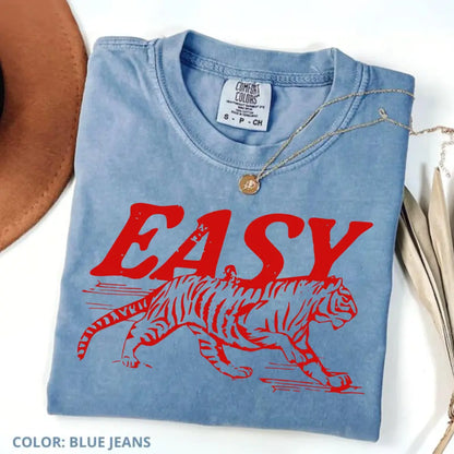 Comfort Colors Easy Tiger T-shirt - Casual Crew Neck, 4th of July Shirt, Long Sleeve, Graphic Design, Available in Multiple Colors, Suitable for Men & Women - Top - View 7