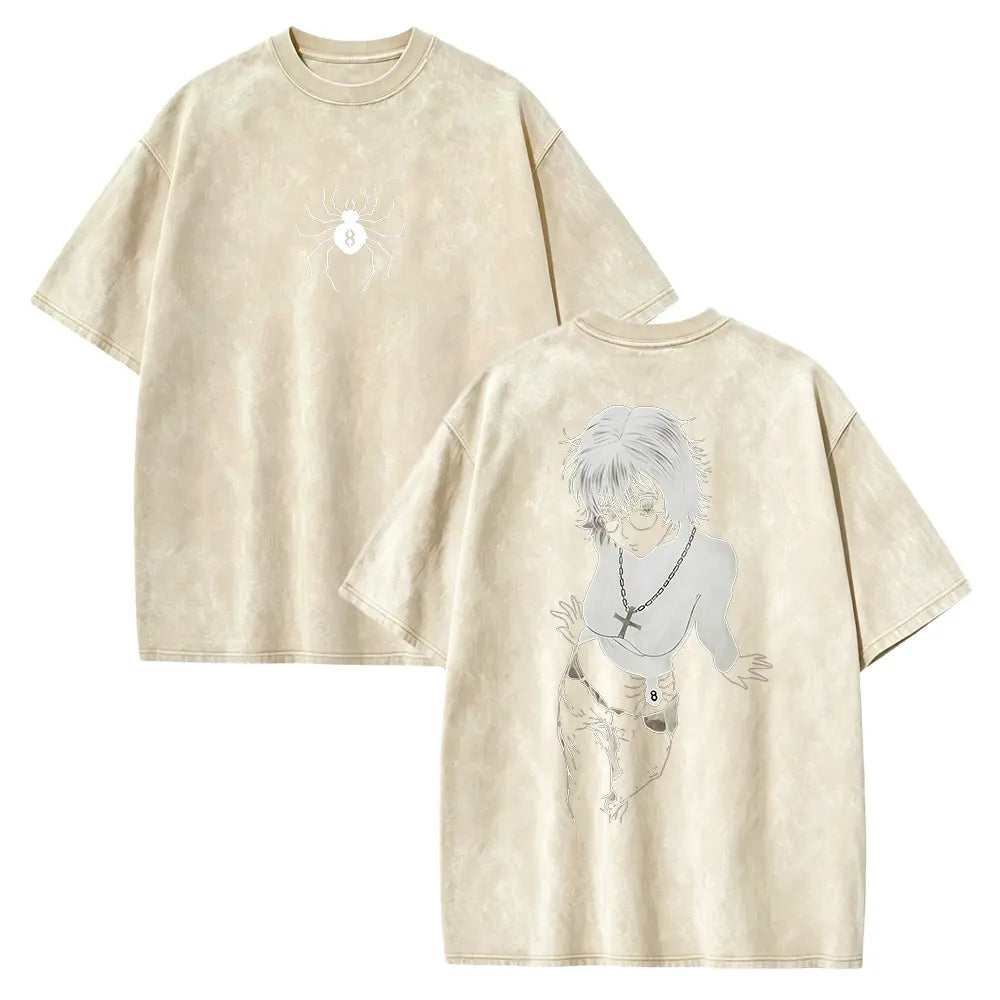 Men's Hunter X Hunter Shizuku Graphic T-Shirt - 100% Heavyweight Cotton, Vintage Washed, Ribbed Elastic Knit, Short-Sleeve, Loose Baggy Fit, Casual Anime Merchandise, Round Neck Graphic Shirt, Size L - View 18