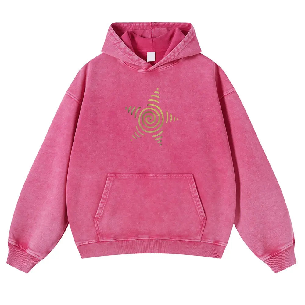 Men's Vintage Washed Oversized Long Sleeve Hoodie - Thick Cotton Blend Psychedelic Beetle Graphic Pullover, Plus Size Vintage Casual Streetwear Clothing for Jeans Pairing - View 11
