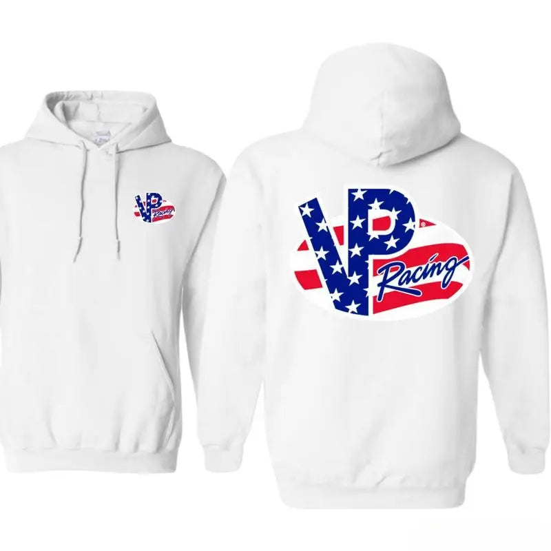 VP Racing Men's Short-Sleeve Graphic Hoodie - Classic American Flag Print, Bold Logos, Soft Stretch Cotton Fabric, Reinforced Hem, Premium Casual Top for Car Enthusiasts (Ideal for Indoors) - View 9