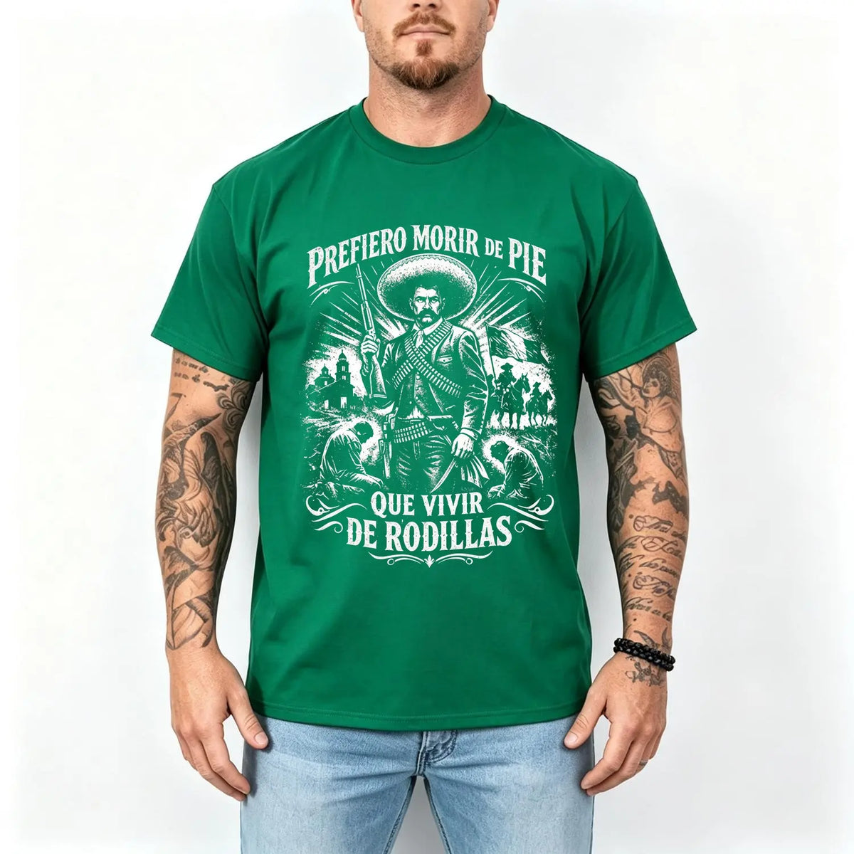 Men's 100% Pure Cotton Oversized Short-Sleeve Crew Neck T-Shirt - Historical Icon Emiliano Zapata Print Casual Graphic Top, Mexican Revolution Heat Transfer Menswear, Vintage Letter Gift for Friends - View 3