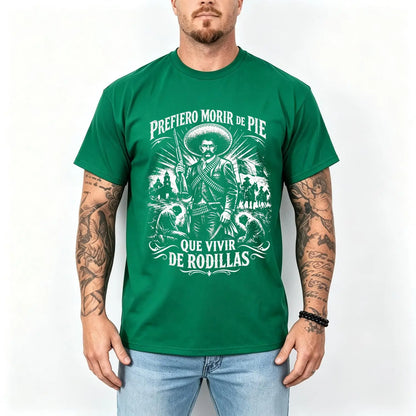 Men's 100% Pure Cotton Oversized Short-Sleeve Crew Neck T-Shirt - Historical Icon Emiliano Zapata Print Casual Graphic Top, Mexican Revolution Heat Transfer Menswear, Vintage Letter Gift for Friends - View 3