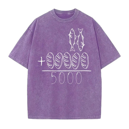 2 Fishes 5 Breads Jesus Feeds The 5000 Christian Bible Verses T-Shirt Knit Classic - View 14