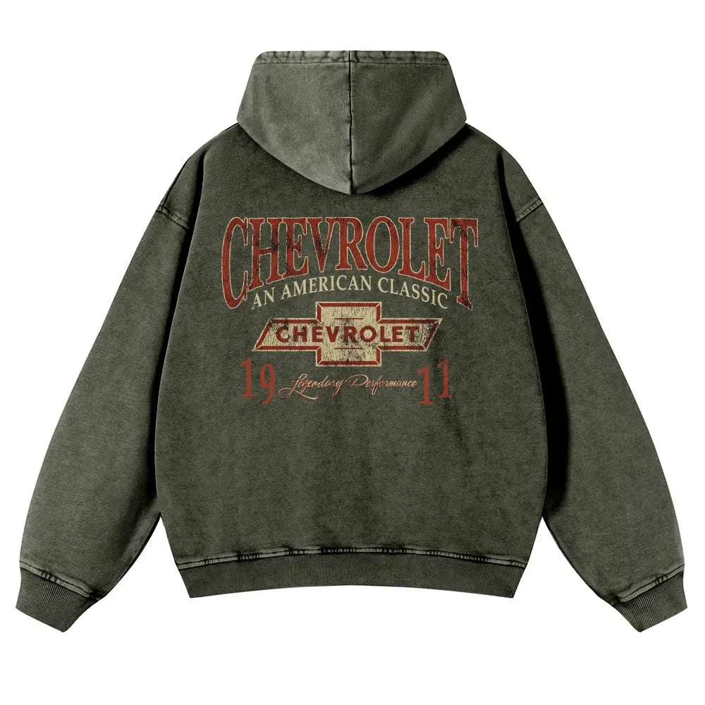 Men's 380g Vintage American Classic Hoodie - Badge Number Slogan Back Print, Loose Fit Tops, Premium Fabric Sweatshirt for Autumn, Jeans, Spring, Cotton, Long Sleeve - View 7