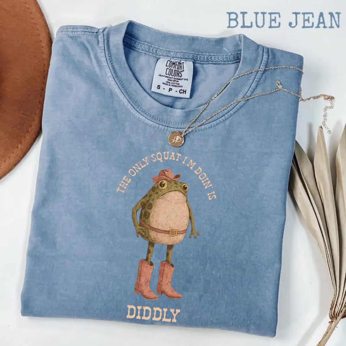 Comfort Colors The Only Squat I'm Doin' Is Diddly Shirt | Funny Cowboy Frog Shirt | Western Humor | Lazy Gym Shirt | Sarcastic Western - View 4