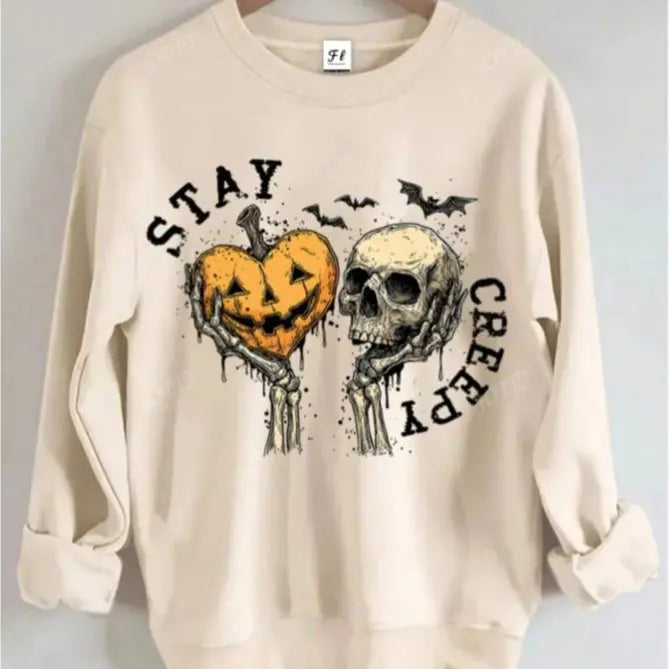 Women's Skeleton Hand Sweatshirt, Retro Grunge Graphic Sweatshirts, Dripping Heart Printed Cotton-Blend Halloween Tops, Unique Eye-Catching Graphic Print, All-Day Wear Outfit, Back-to-School Clothing, First Day of School Casual Outfits Unisex - View 9
