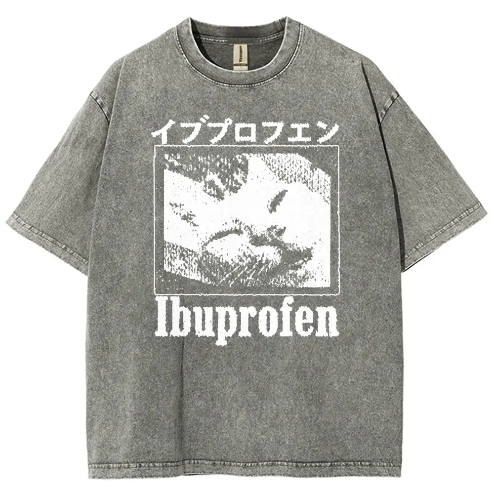 Men's 100% Cotton Vintage Graphic T-Shirt - Retro Noise Grain Stippled Texture, Square Box Frame Sleepy Cat Portrait, Pre-Shrunken Multi-Size (Up to 3XL) Summer Casual Oversized Round Neck Top, Graphic Shirts, Men's Clothing - View 5