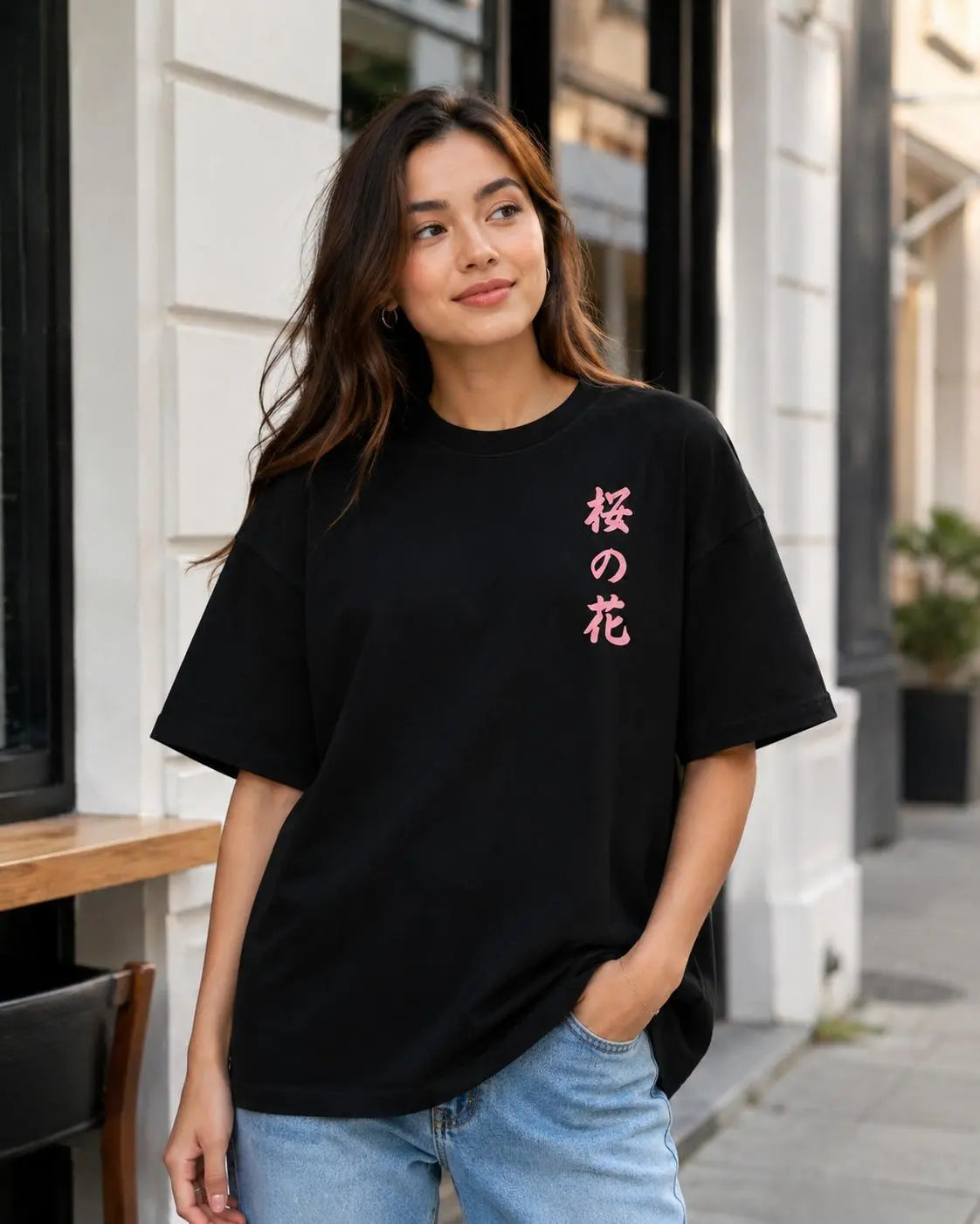 Men's Crew Neck Graphic Tee - Unisex 230g Premium Soft Cotton Vintage Striped Tie-Dye Short-Sleeve, Chic Preppy Retro Streetwear, Double-Sided HD Japanese Cherry Blossom Print, Skin-Friendly Breathable Oversized Black Flora Thanksgiving Gift - View 2