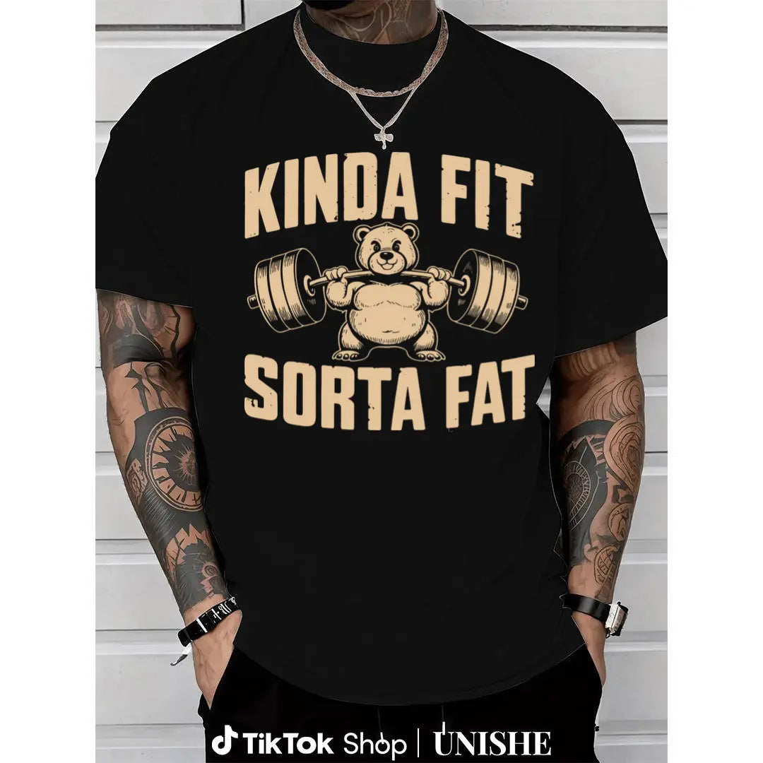 Funny Weightlifting Bear Tee - 100% Cotton Heavyweight Oversized Gym Shirt - View 10