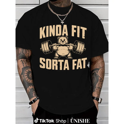 Funny Weightlifting Bear Tee - 100% Cotton Heavyweight Oversized Gym Shirt - View 10