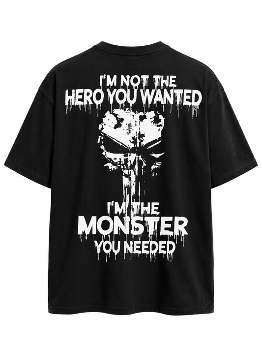 I'm Not The Hero You Wanted I'm The Monster You Needed Skull Print Men's T-Shirt,Regular,Grunge - View 1