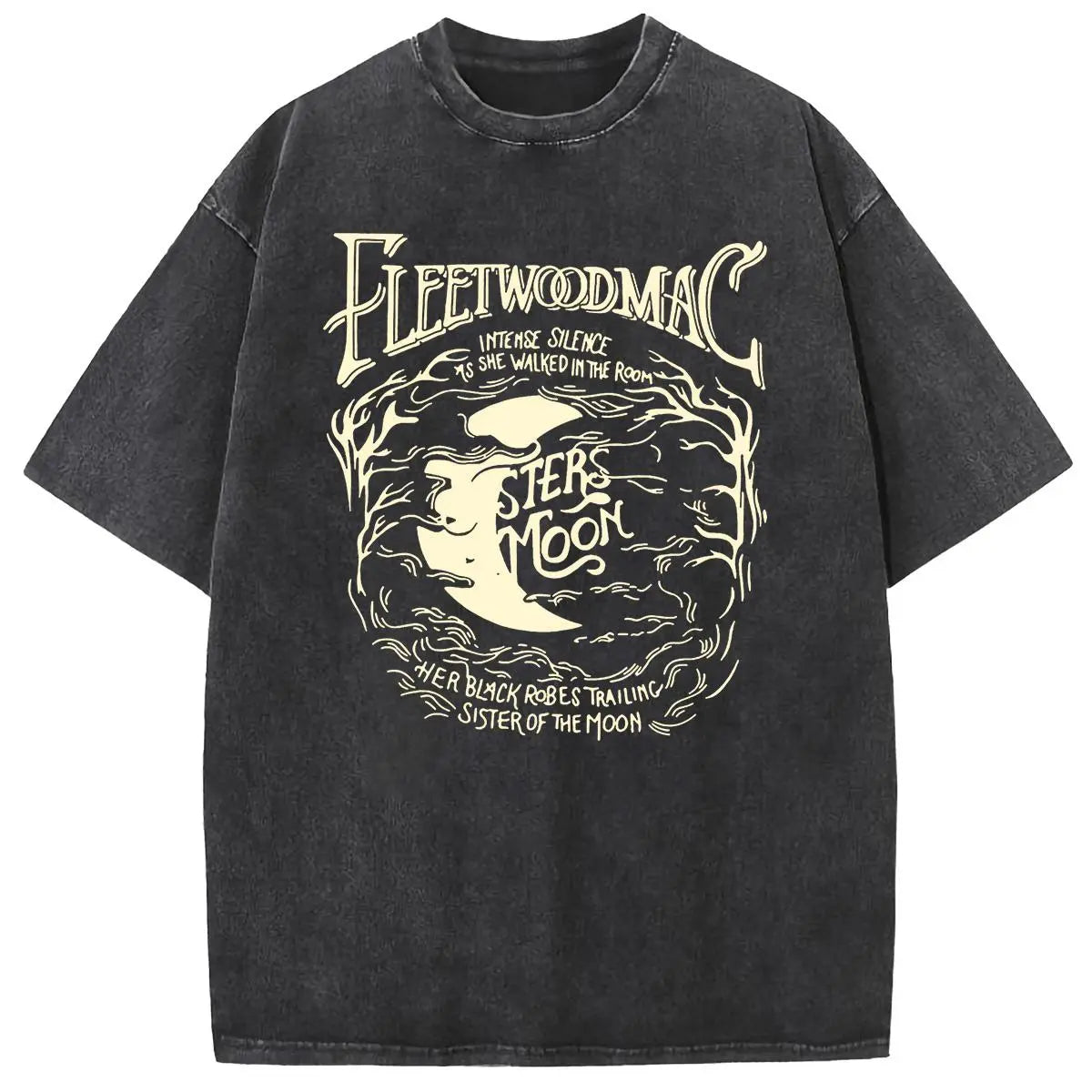 [S-5XL!]Holafish Acid Wash Vintage Moon Pattern T-Shirt Update DTG Pure Cotton Streetwear Graphic Vintage Tees Menswear Womenswear Crewneck Tshirt Summerwear - View 11
