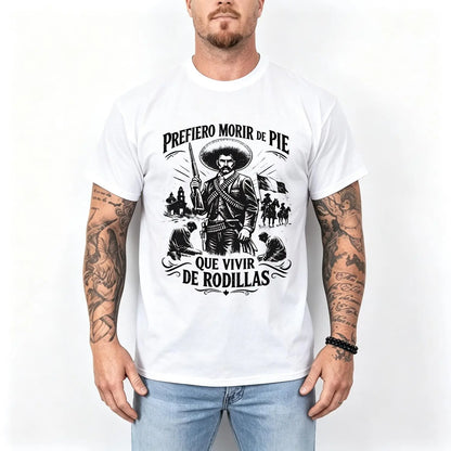 Men's 100% Pure Cotton Oversized Short-Sleeve Crew Neck T-Shirt - Historical Icon Emiliano Zapata Print Casual Graphic Top, Mexican Revolution Heat Transfer Menswear, Vintage Letter Gift for Friends - View 10