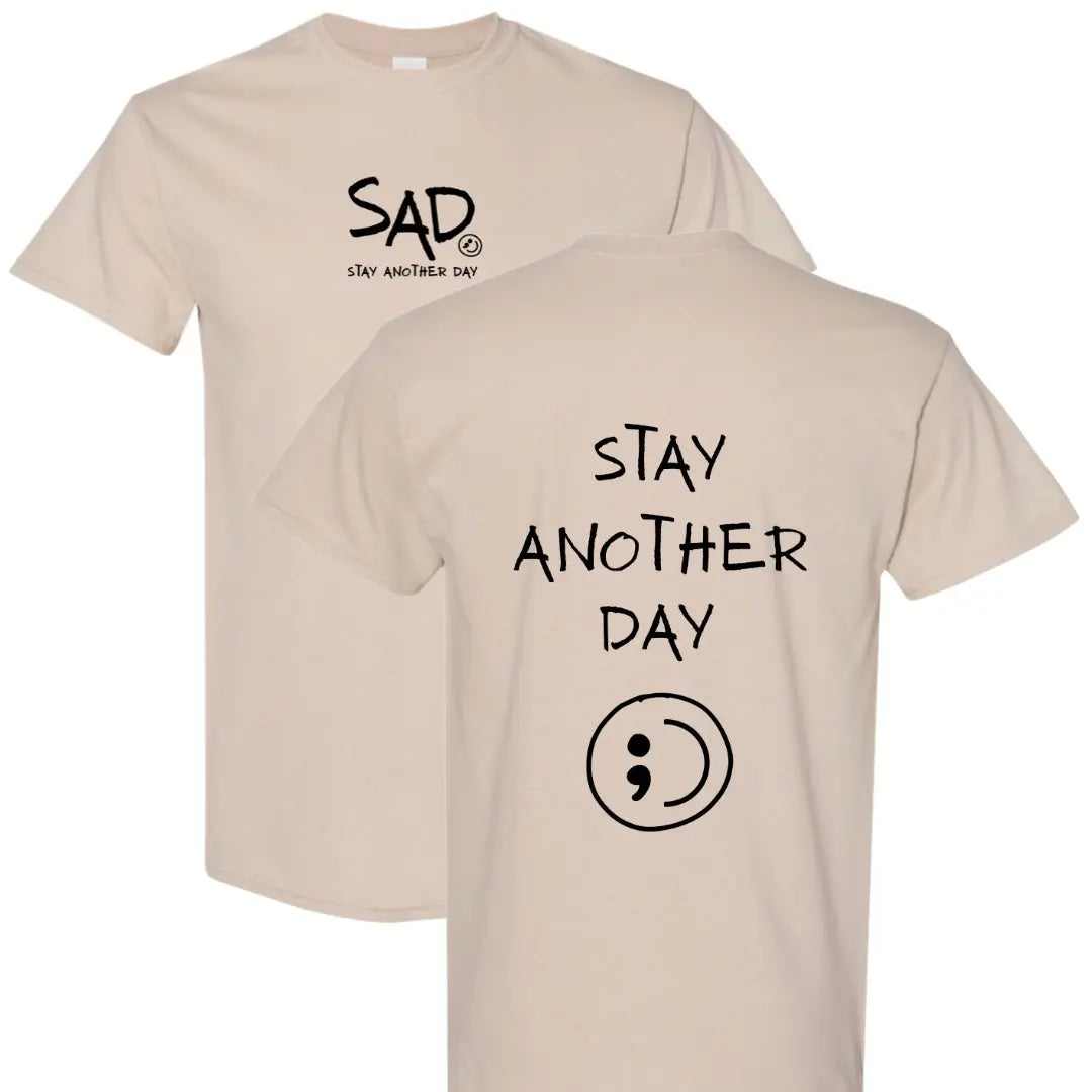 Stay Another Day Men's Cotton Graphic T-Shirt - Short-Sleeve, Loose Fit, Round Neck Crewneck, Minimalist Casual Positivity Graphic Mental Health Awareness Menswear Top, Tshirt - View 9