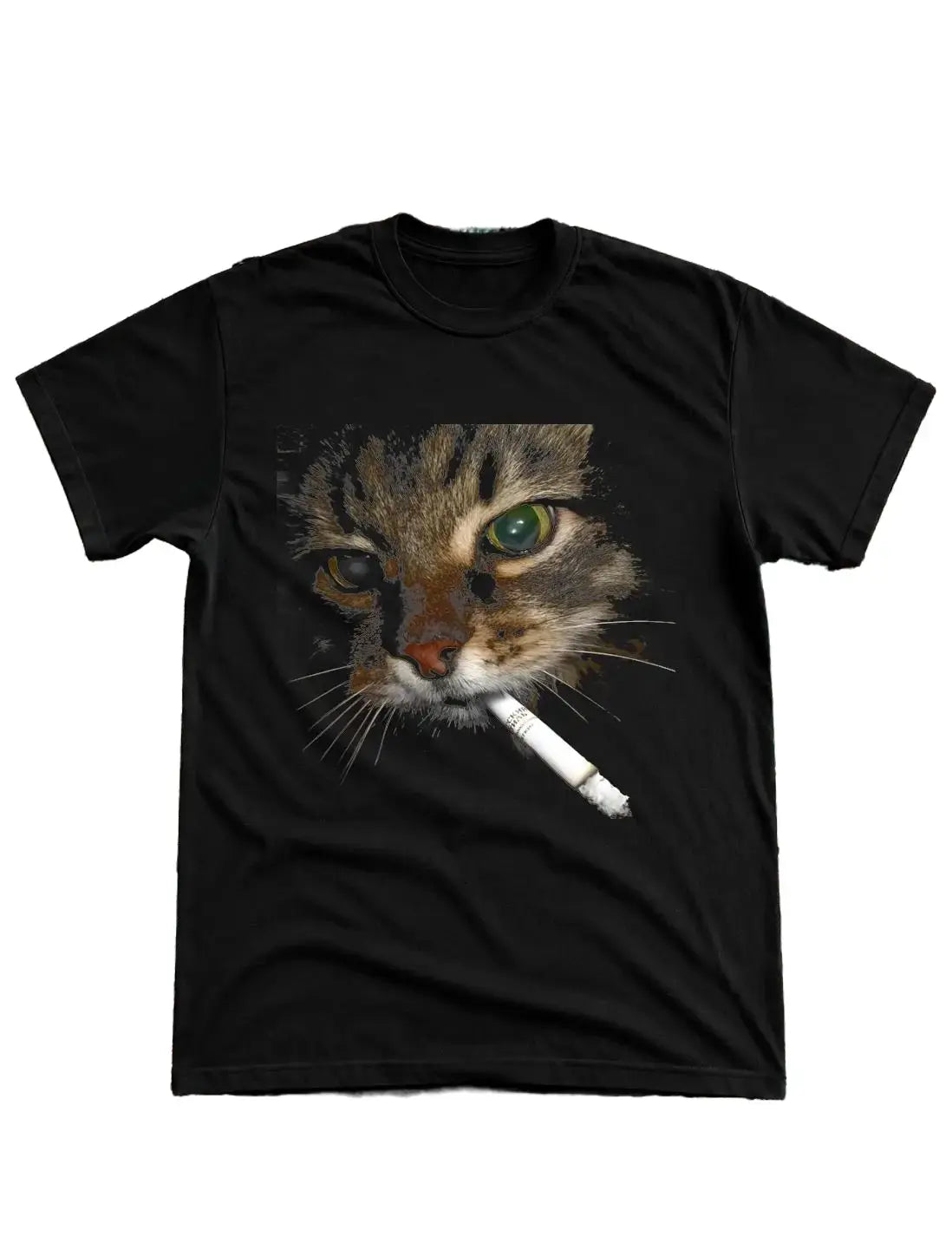 smoking cat T-shirt, cotton cat funny T-shirt, Retro Funny Vintage Tee, Unisex Meme Cringe Funny Dumb Shirt, FUNNY CUTE shirts for women - View 1