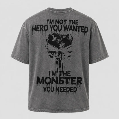 I'm Not The Hero You Wanted I'm The Monster You Needed Skull Print Men's T-Shirt,Regular,Grunge - View 12