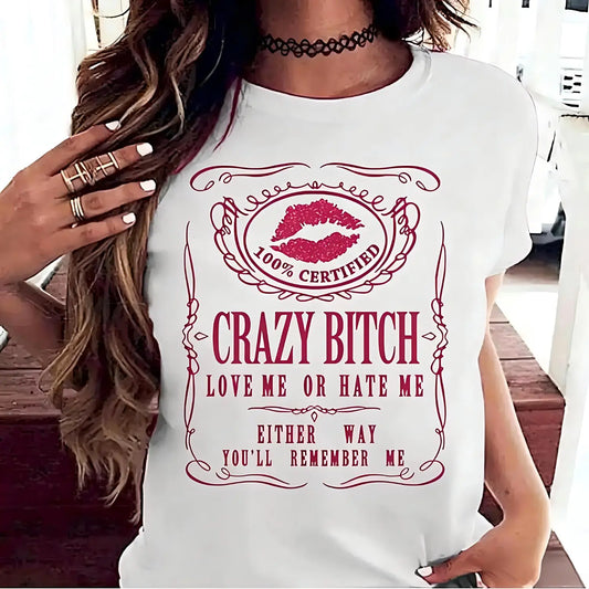 Women's Casual Cotton Short-Sleeve Round Neck Graphic T-Shirt - Humorous Bold Statement Streetwear Essential, Durable Stitching, Breathable, Jacket-Layer Ready, Shirts for Women, Fun Pick for Weekend Plans - View 5