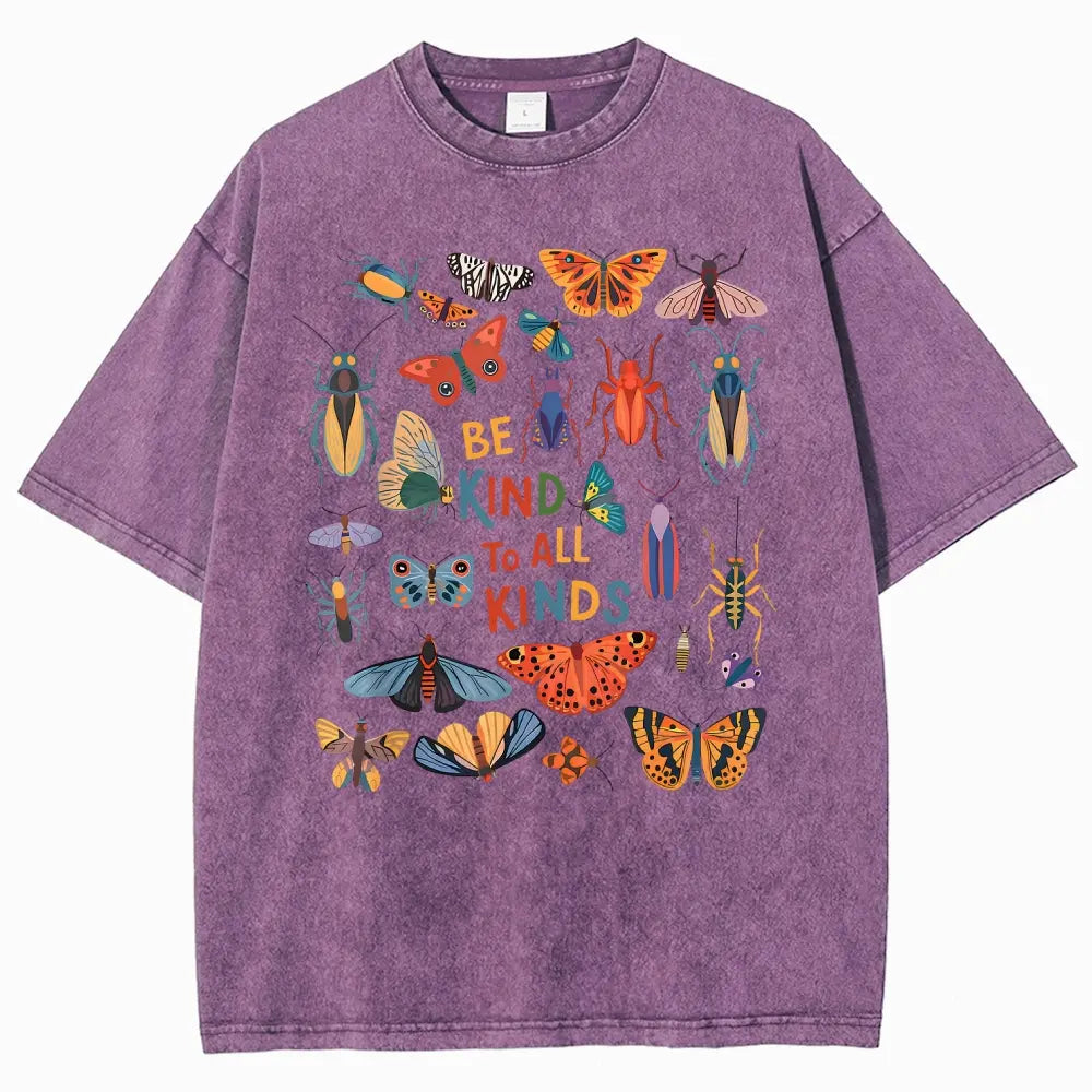 Men's Unisex Vintage 90s "Be Kind To All Kinds Insect Bugs" Graphic Top, Casual Fabric T-Shirt, Oversized Streetwear Vacation Outfit - View 13