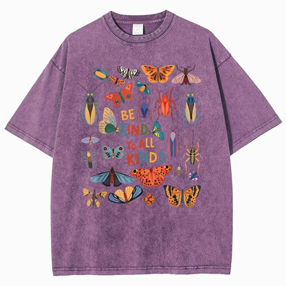 Men's Unisex Vintage 90s "Be Kind To All Kinds Insect Bugs" Graphic Top, Casual Fabric T-Shirt, Oversized Streetwear Vacation Outfit - View 13
