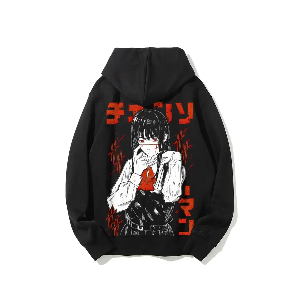 Yoru CSM hoodie, a fun anime reference hoodie, an Asa Mitaka manga hoodie, Japanese otaku street wear, unisex printed top, cool anime clothing gift, Chainsaw Man fan Christmas outfit. - View 1