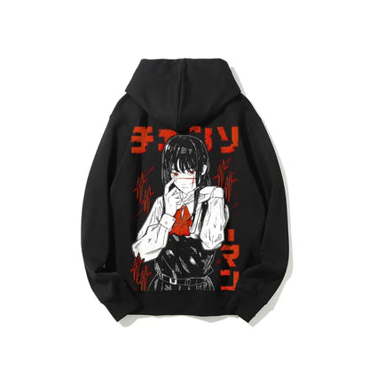 Yoru CSM hoodie, a fun anime reference hoodie, an Asa Mitaka manga hoodie, Japanese otaku street wear, unisex printed top, cool anime clothing gift, Chainsaw Man fan Christmas outfit. - View 1