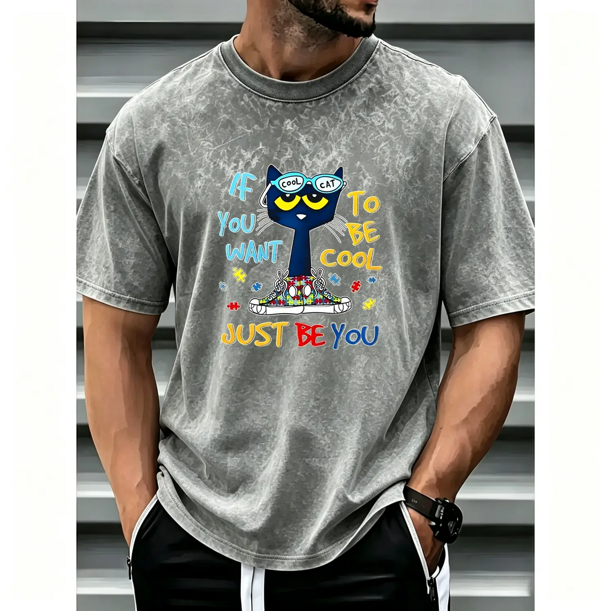 Pete The Cat Graphic Unisex Tee For Men And Women Featuring Cute Cartoon Character Design Perfect Gift For Childhood Memories Crewneck Short Sleeve Top - View 2