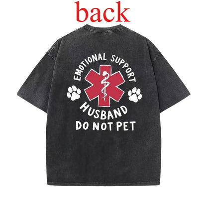 Menswear Cotton Classic Casual T-Shirt, Emotional Support Husband Shirt with Funny Do Not Pet Medical Symbol, Spouse Gift for Husband/Boyfriend, Short-Sleeve Crew Neck Top - View 4