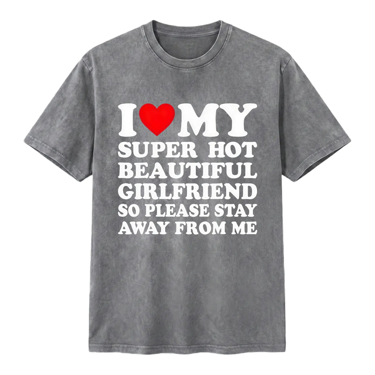 Men's Cotton Round Neck Short-Sleeve Graphic Tee - Casual Soft Men's Wear Top with Classic "I Love My Super Hot Girlfriend" Meme Print, Comfortable Male Clothing, Valentine's Day Mens Gifts for Outdoor Summer Use, Men's T Shirts, Meme Shirts - View 13