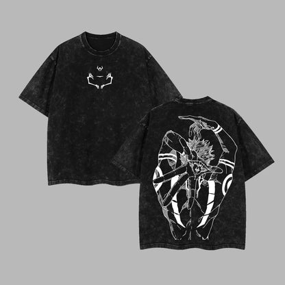 Sukuna Jujutsu Kaisen - Jujutsu Kaisen Anime Retro Unisex Acid Washed T-Shirt, 100% Heavy Cotton Oversized Unisex Anime Merch, Soft Cotton Streetwear Clothes, Unisex Manga Apparel, Gift for Anime Fans, Anime GiftGift Menswear Top Tshirt Gamis Tropical - View 2