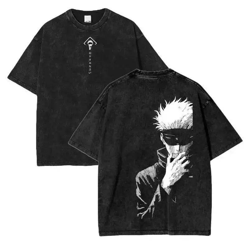Men's Jujutsu Kaisen Choso Round Neck T-Shirt - Oversized Vintage Distressed 2-Sided Washed Anime Merch, Halloween Streetwear Clothing, Casual Men's Clothing Graphic Top, Tshirt, Graphic Tee - View 2