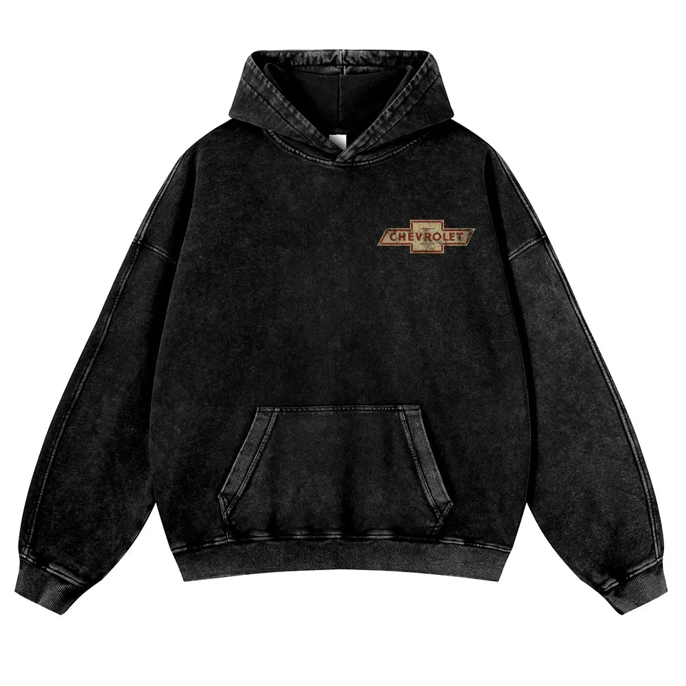 Men's 380g Vintage American Classic Hoodie - Badge Number Slogan Back Print, Loose Fit Tops, Premium Fabric Sweatshirt for Autumn, Jeans, Spring, Cotton, Long Sleeve - View 10