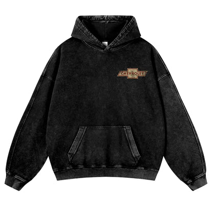 Men's 380g Vintage American Classic Hoodie - Badge Number Slogan Back Print, Loose Fit Tops, Premium Fabric Sweatshirt for Autumn, Jeans, Spring, Cotton, Long Sleeve - View 2