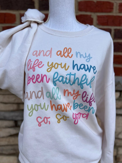 All My Life You Have Been Faithful Colorful Print on Cream Sweatshirt for Women - View 6