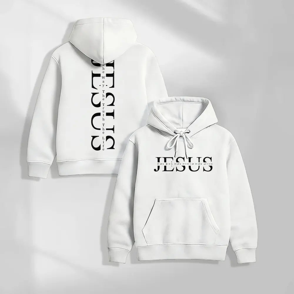 Unisex Jesus Graphic Print Oversized Hoodie Sweatshirt, Casual Long Sleeve Pullover Hooded Top, Loose Fit Religious Faith Inspired American Streetwear Hoodie for Daily Wear, Travel, Outdoor Activities and Fall Winter Fashion - View 12