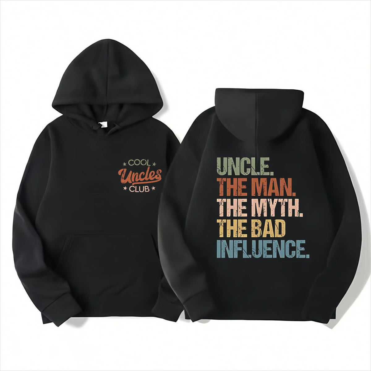 Cool Uncles Club The Man Myth Bad Influence Double Sides Shirt, Funny Uncle Gifts, Best Uncle Ever Shirt, Cool Uncle T-shirt,Gift for Uncle Cotton Tee Streetwear Sweatshirt - View 6