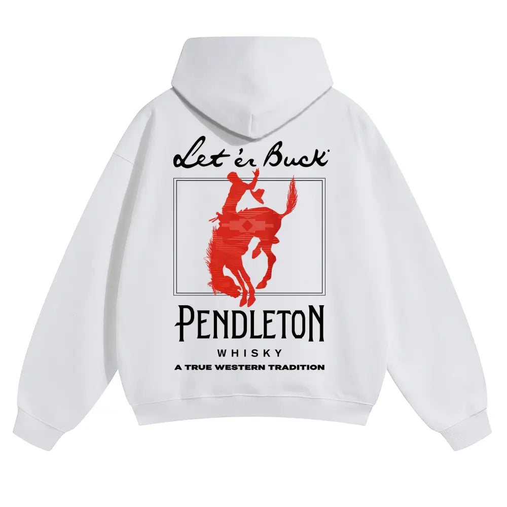Unisex Western Graphic Pullover Hoodie, Men's Long Sleeve Let 'Er Buck Rodeo Sweatshirt, Soft Cotton-Blend Oversized Streetwear - View 6