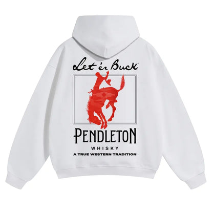 Unisex Western Graphic Pullover Hoodie, Men's Long Sleeve Let 'Er Buck Rodeo Sweatshirt, Soft Cotton-Blend Oversized Streetwear - View 6