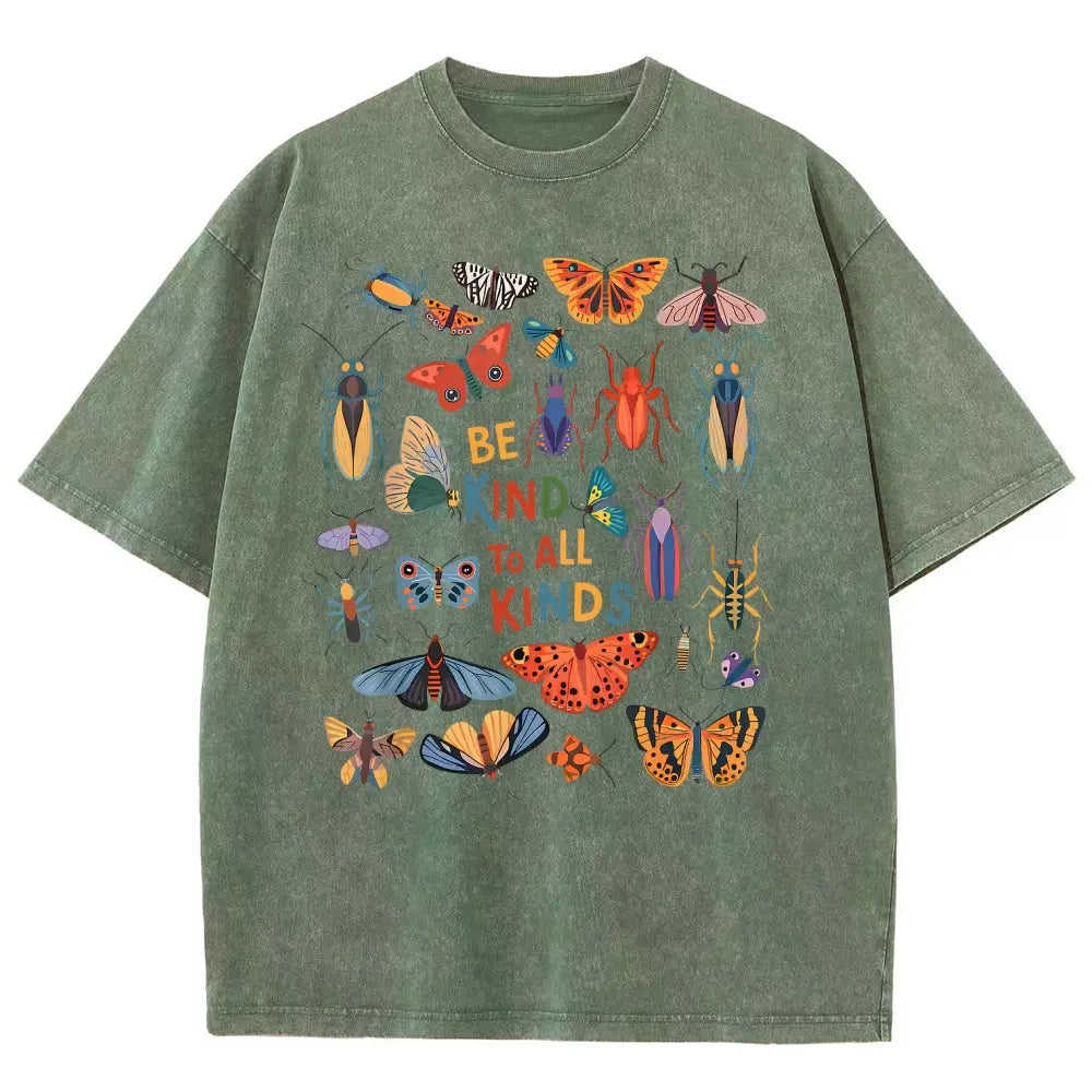Men's Unisex Vintage 90s "Be Kind To All Kinds Insect Bugs" Graphic Top, Casual Fabric T-Shirt, Oversized Streetwear Vacation Outfit - View 16
